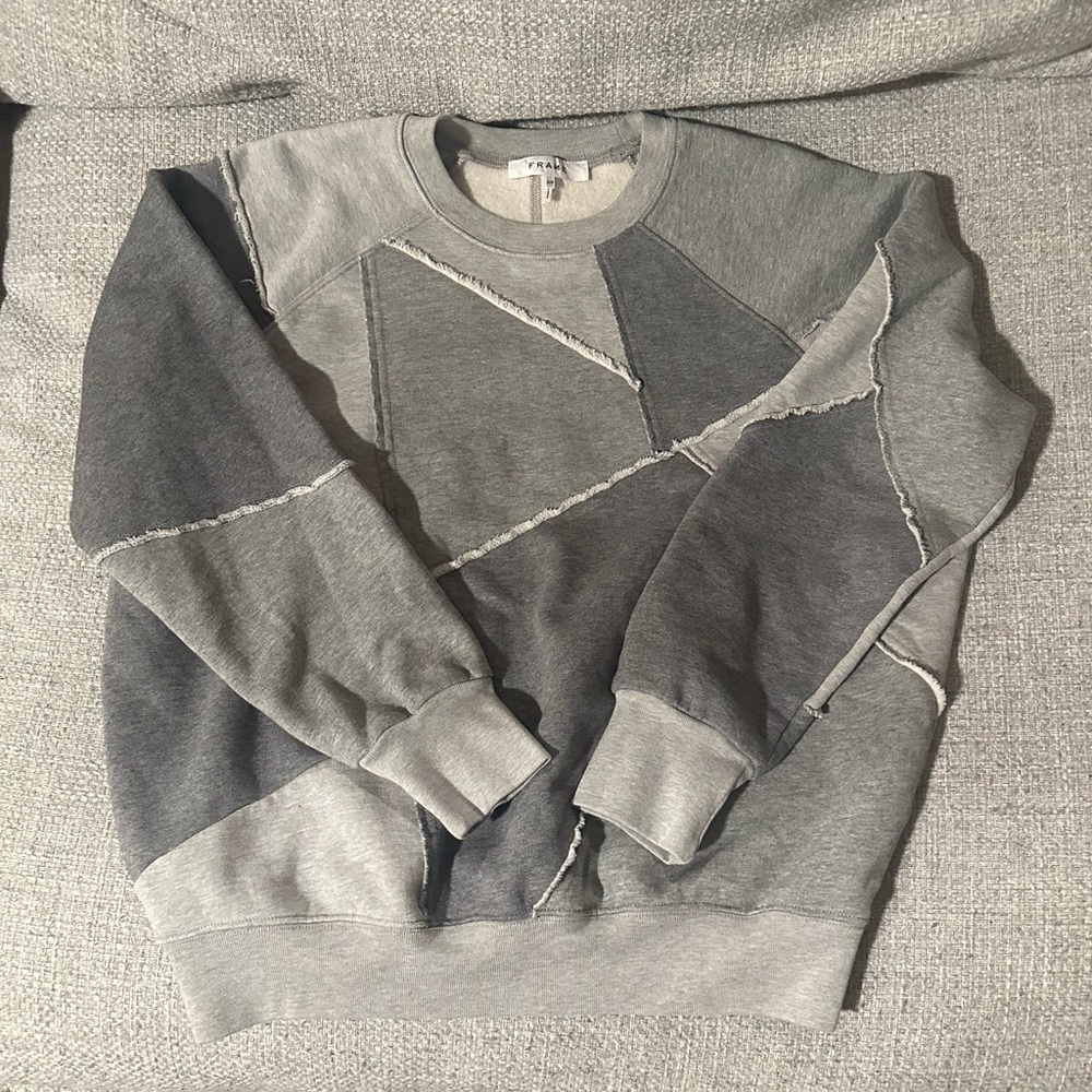 Frame Patchwork Gray Sweatshirt Size Small - image 3